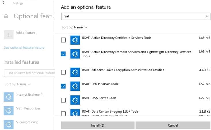Install Active Directory Powershell Module and Import. install rsat windows 10 in optional features