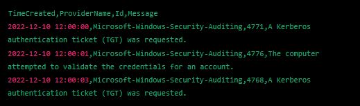 Create Active Directory Security Reports with PowerShell - sample output of a security csv report