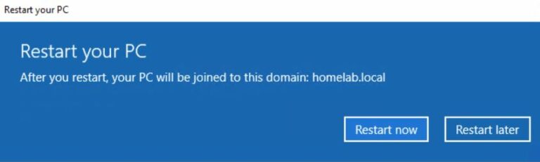 How to Join Computer to Domain using PowerShell restart pc dialog box