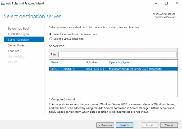 Install and Configure DNS Server on Windows Server add roles and features window