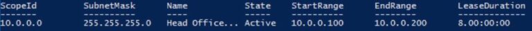Install and Configure DHCP Server on Windows Server PowerShell GET DHCP Output