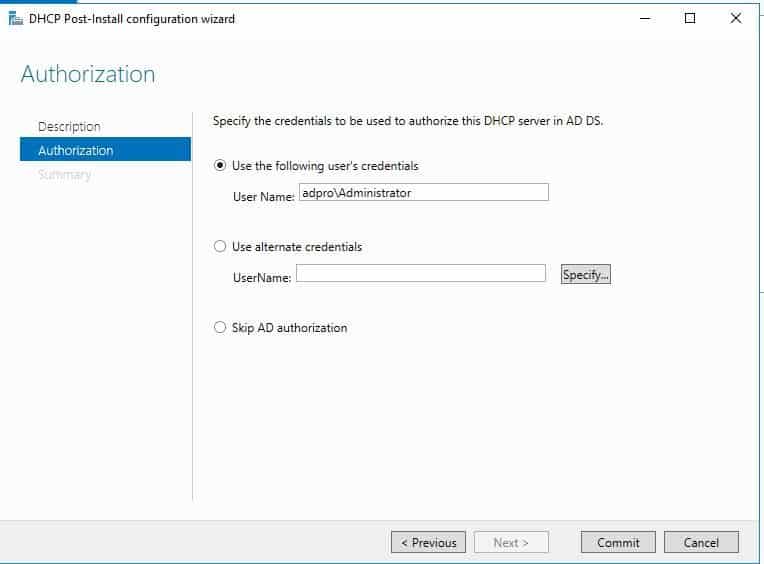 Install and Configure DHCP Server on Windows Server. AD authorization in dhcp