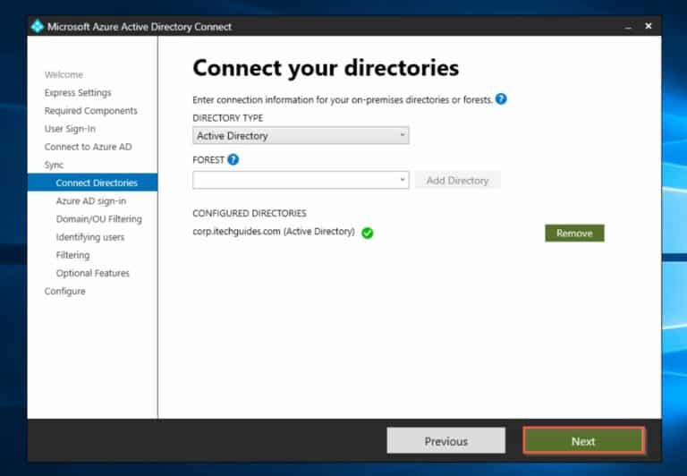 Install Azure AD Connect - Connect your directories - Click Next
