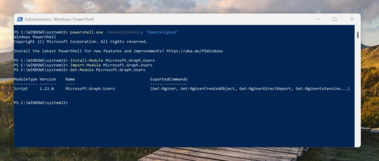 Install the Microsoft.Graph.Users PowerShell Module - commands