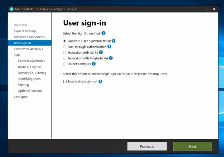 On the next page, select how you want your on-premises AD users to sign in to Azure AD