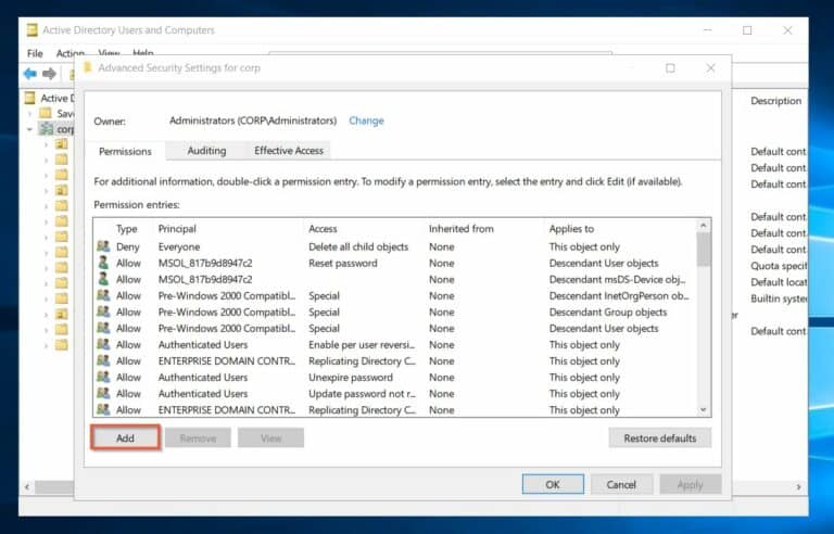 1. Configure Required Permission for the Azure AD Connect Account - step 6