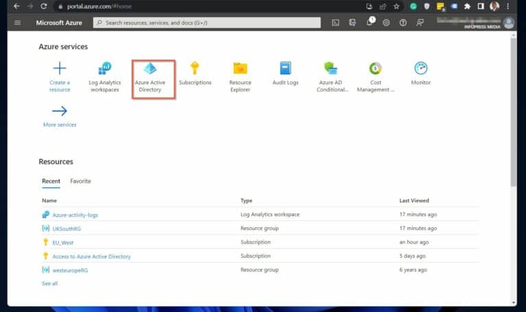 How to Configure Azure AD Activity Logs for Effective Monitoring Open Azure Active Directory in Azure Portal 2