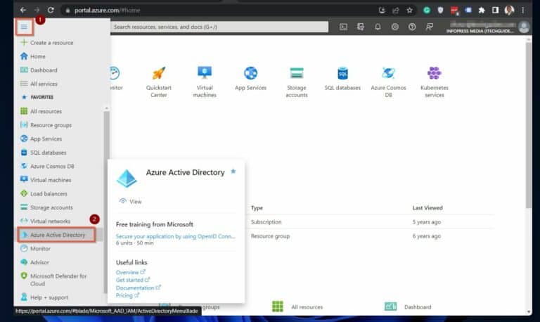 Open Azure Active Directory in Azure Portal