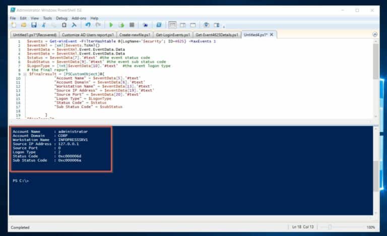 Run PowerShell Commands Manually to Return Event Logs with 0xC000006D Status Code