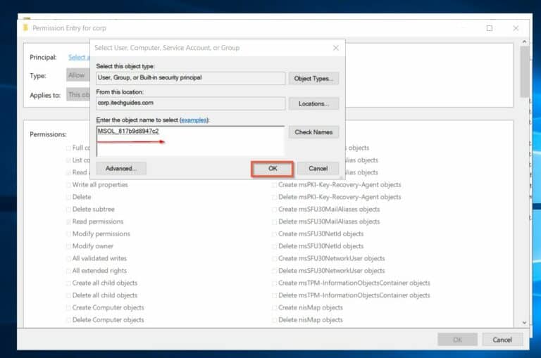 How to Enable Password Writeback on Azure AD Connect modify permissions password