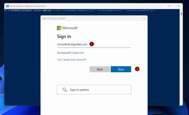 how to run the Connect-MgGraph command with the required scopes to commect to Azure tenant