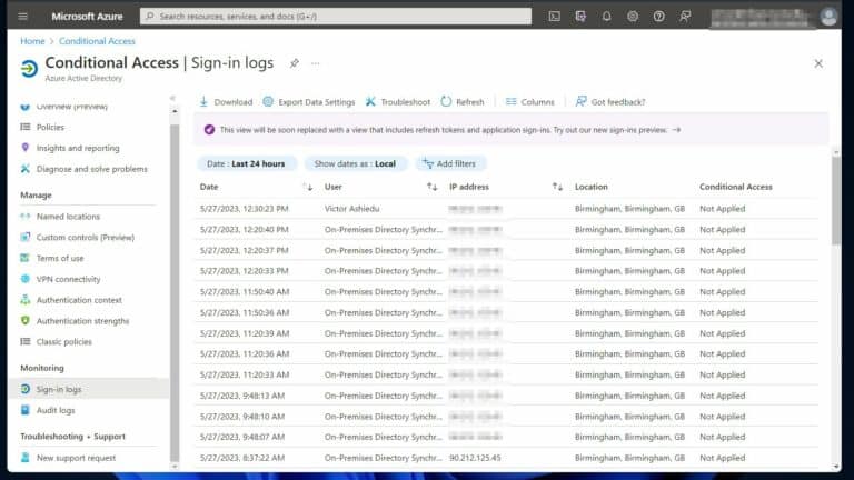 Azure Active Directory Sign-in logs