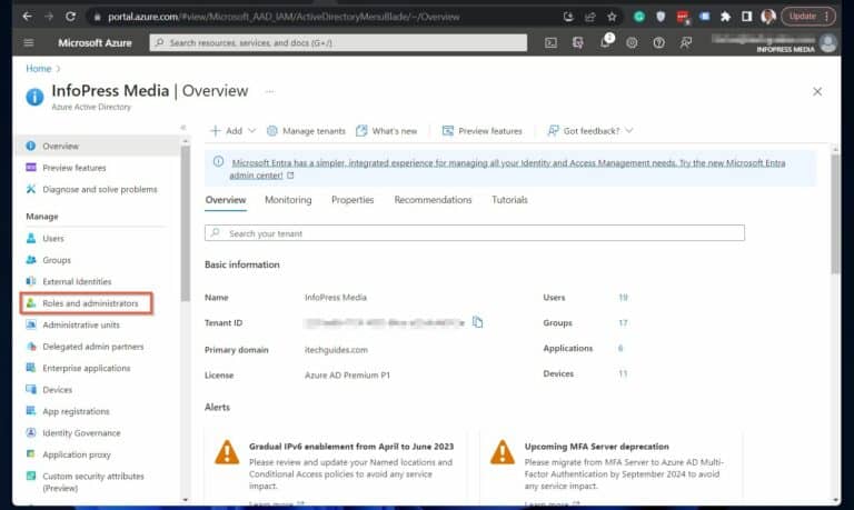 Method 2: Use Azure AD Portal to Manage User Accounts and Permissions with Office 365 Identity and Access Management - Granting User Accounts Permissions Via Roles in Azure AD Portal