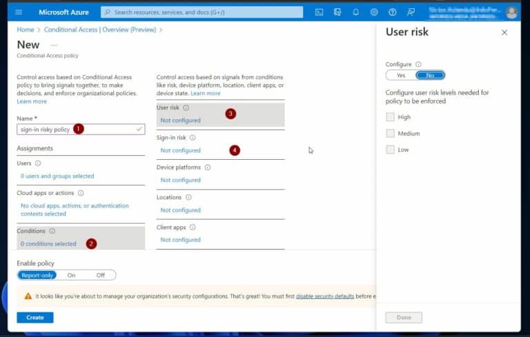 Configure Automatic Risk Remediation Conditional Access Policy - step 2
