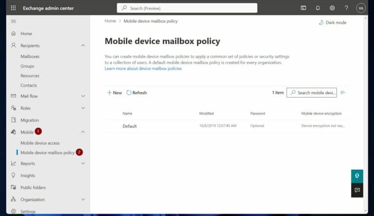 Configure and Manage Mobile Device Mailbox