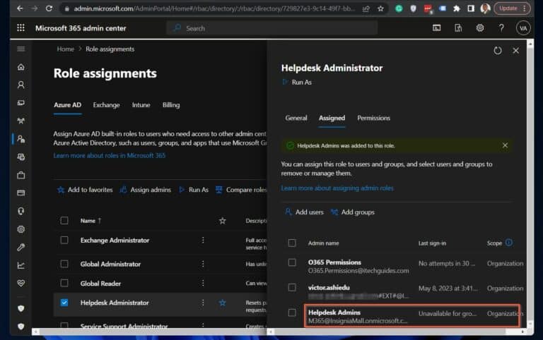 Office 365 Identity and Access Management: How to Manage User Accounts and Permissions - Microsoft 365 group role assignment confirmation