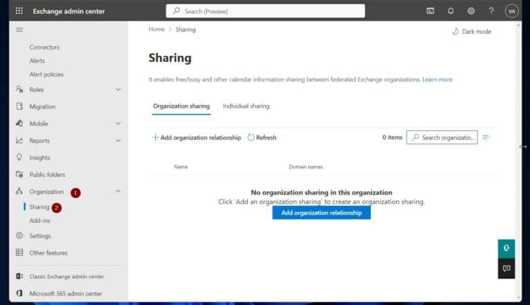 Set up, Configure, and Manage Advanced Features of Office 365 Exchange Online - Configure and Manage Organization Sharing in Exchange Online