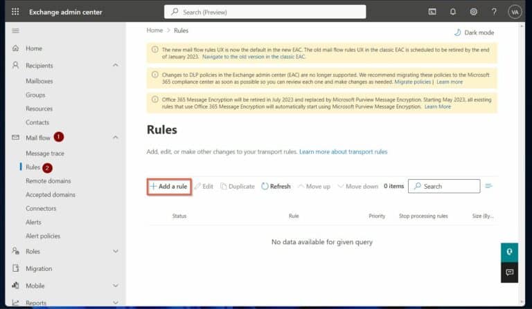 Set up, Configure, and Manage Basic Features of Office 365 Exchange Online - Configure and Manage Mail Flow Rules in Exchange Online