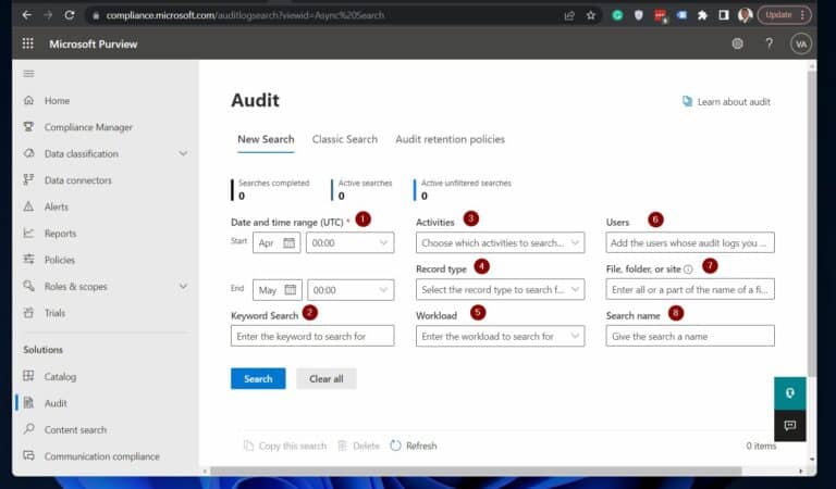 Search and Monitor the Office 365 Audit Activity Logs to Use for Improved Security - Step 1 (Option 1 of 2) - Run an Office 365 Audit Log Search in the Compliance Portal