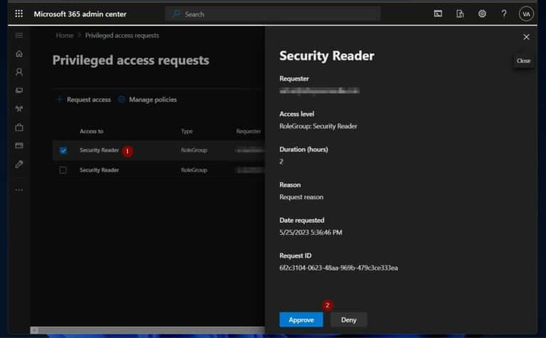 Views the Status, Approves or Denies Azure AD PIM Requests,