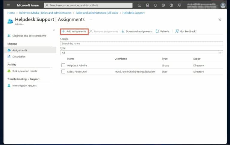 adding new users or groups to azure AD roles