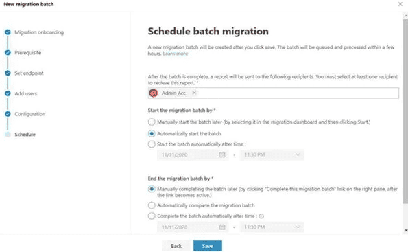 How to Migrate Mailboxes from Exchange to Office 365 schedule batch migration