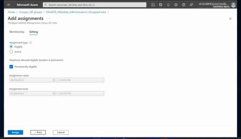 Assign Azure AD Roles and permissions from the Groups Interface - final step