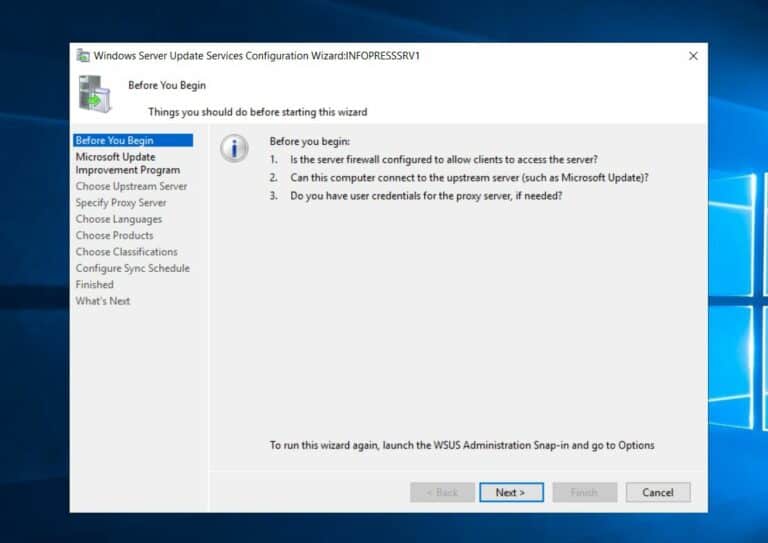 Configure WSUS with the Configuration Wizard