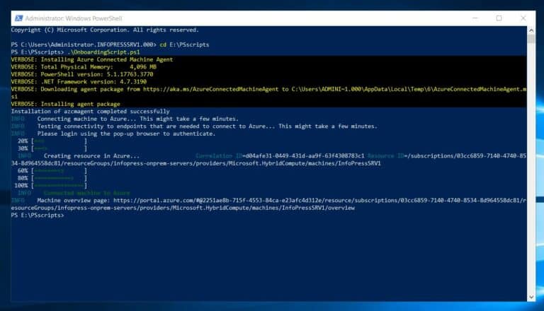 Install Azure Arc Machine Agent - confirm installation on PS Console