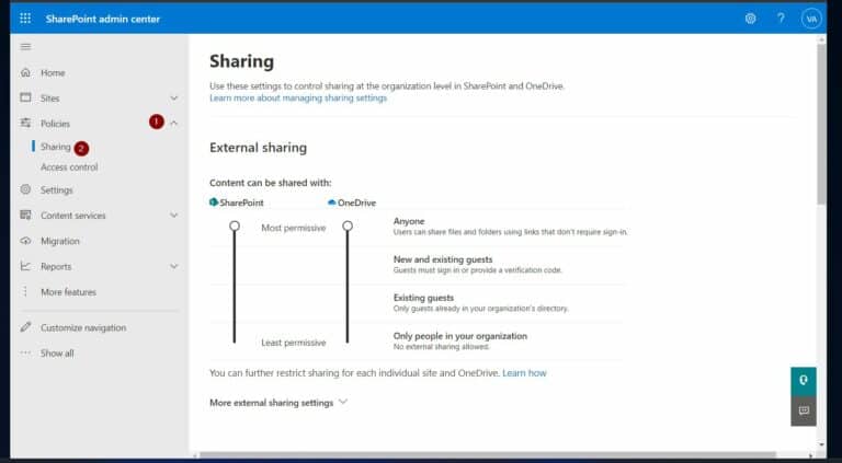 Manage SharePoint and OneDrive Sharing Policies
