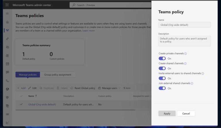 Set up Microsoft 365 Teams Policies