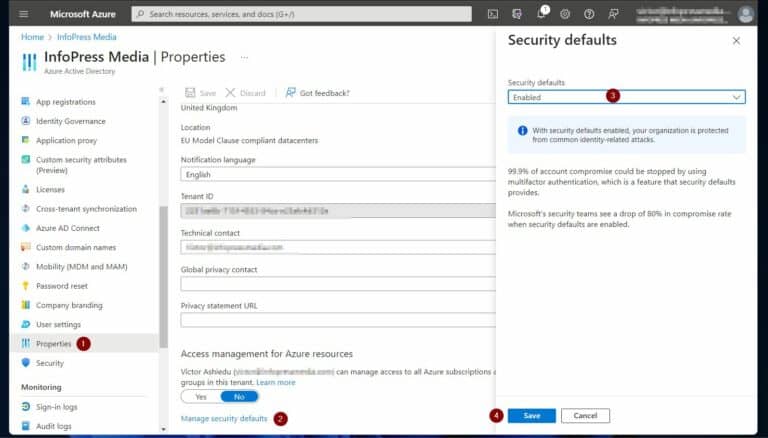 enable MFA by enabling security defaults, step 2 -