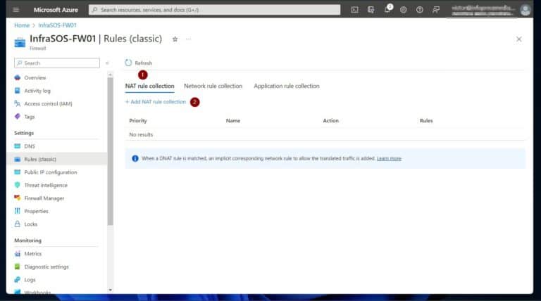 Azure Network Security - To begin, select the NAT rule collection tab. Then, click Add NAT rule collection