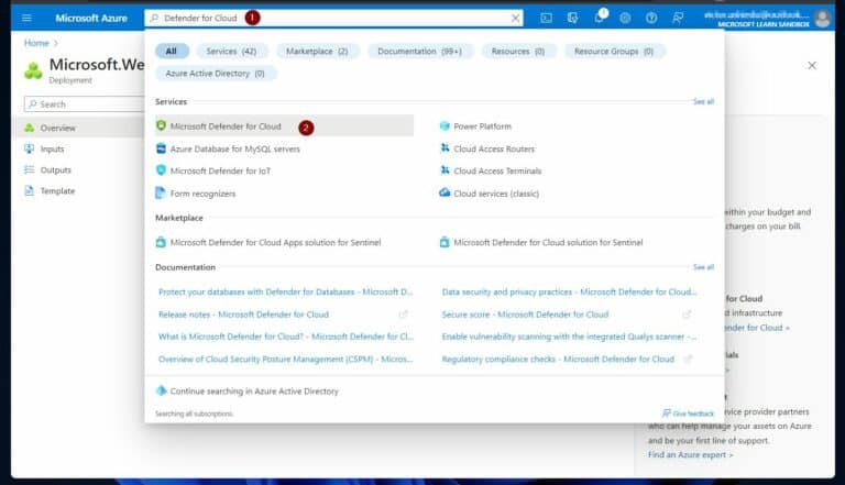 Using the search box on the Azure portal, search Defender for Cloud  and open it. 
