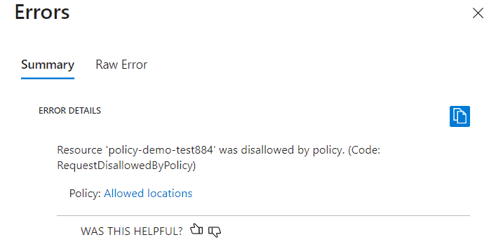 result of error due to policy