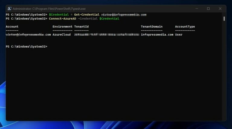 Fix - Connect-AzureAD Not Recognized Error - Another way to run the Connect-AzureAD command is to save your Azure login credentials in a variable