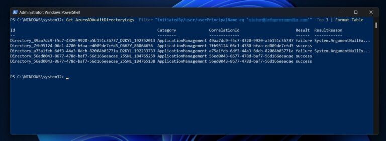Automating Azure AD Auditing with PowerShell - Get-AzureADAuditDirectoryLogs filter by the UPN that initiated the activity