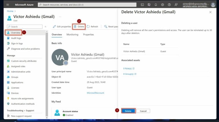 Delete an External Use in the Azure Portal