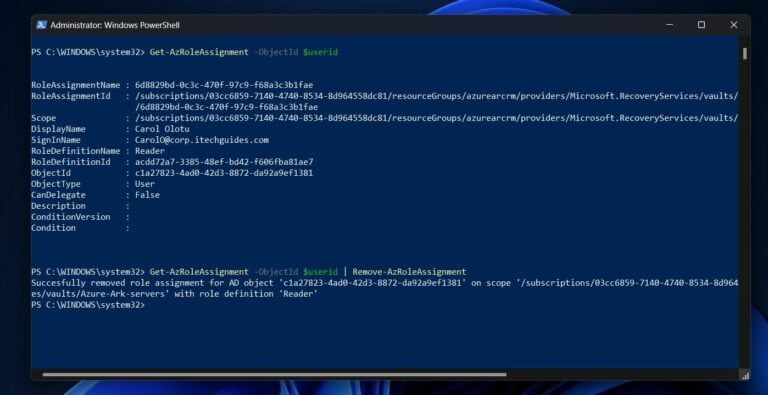 How to Display and Remove an Azure AD Role with PowerShell