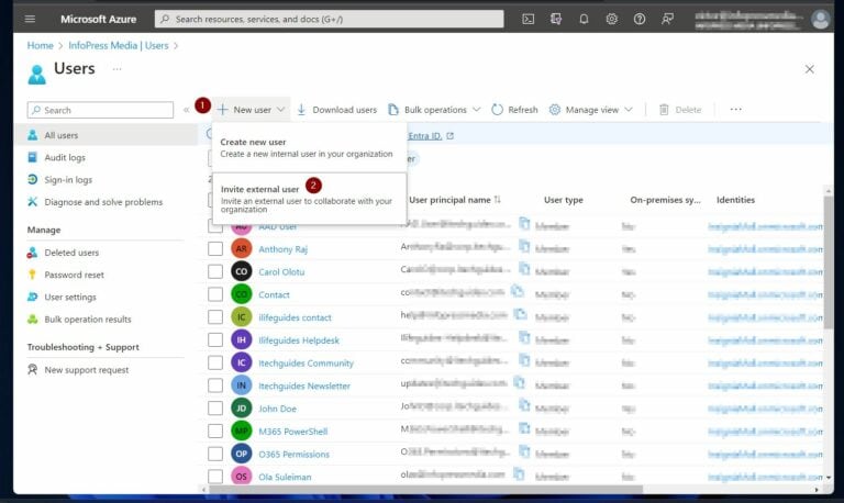 Secure Collaboration in Office 365 - Secure Collaboration in Office 365 - On the Users page, click the New user and choose Invite external user