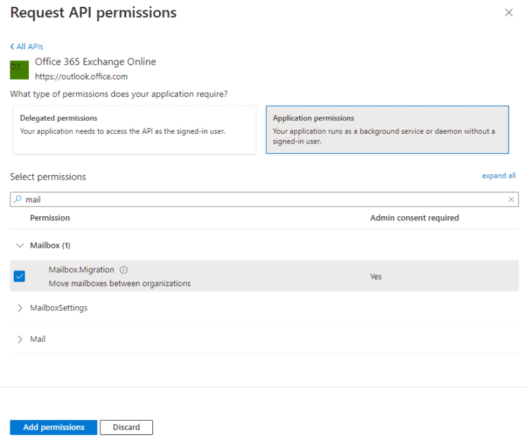Providing permissions to the applications