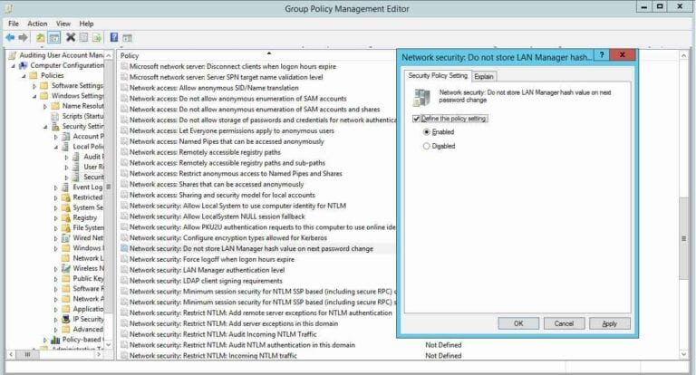 Group Policy Best Practices - GPO Security Settings Prevent Windows from storing LAN manager hash