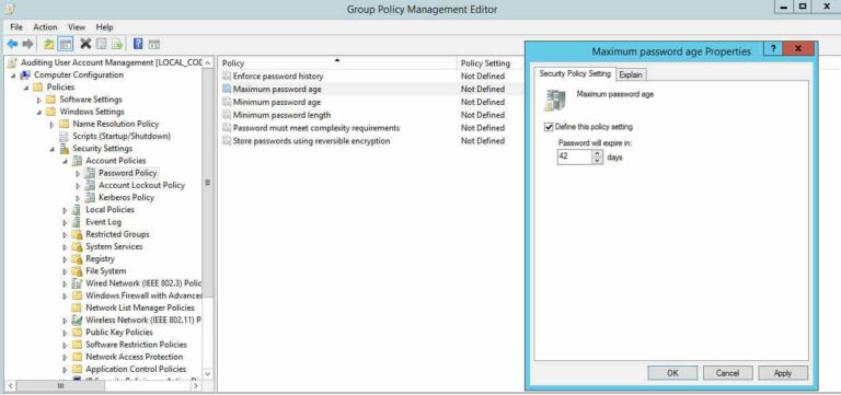 Group Policy Best Practices – GPO Security Settings Maximum password age