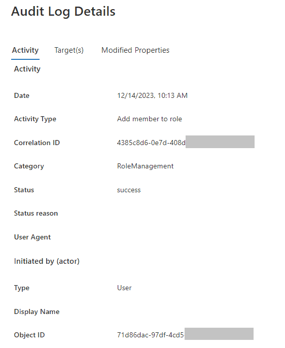 Microsoft Entra ID Audit Logs details