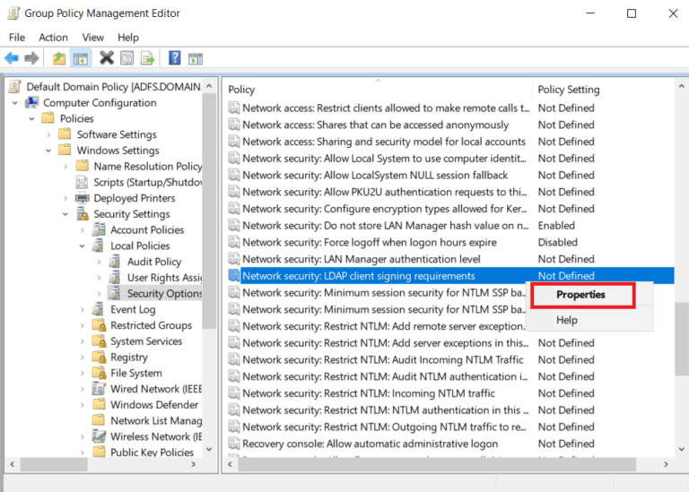 Securing LDAP Communications in Active Directory Selecting the configuration item