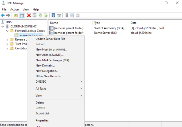 Install and Configure DNS Server on Windows Server Add an A record