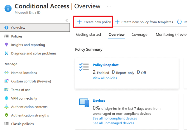 create new conditional access policy